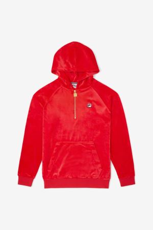 FILA Laurent Velour Hoodies Red,Mens Clothing | CA.DLXKWF048